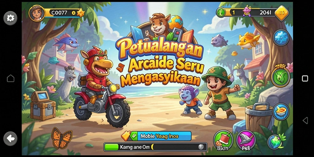 Tampilan gameplay C0077 yang menarik dan penuh warna.
