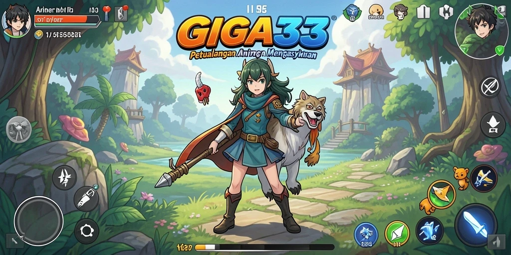 Screenshot utama GIGA33 menampilkan aksi karakter Anime yang mengesankan.