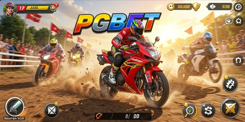 Tangkapan layar PGBET menampilkan balapan motor yang intens dan grafis yang memukau.