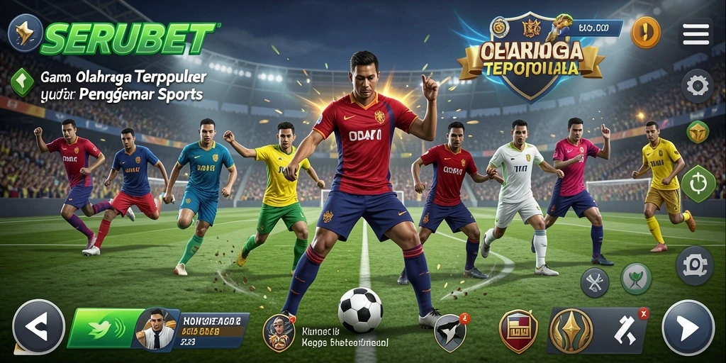 Tampilan layar SERUBET yang menampilkan pertandingan olahraga seru.